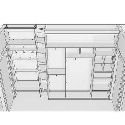 Шкаф-купе с открытой секцией в узкий коридор