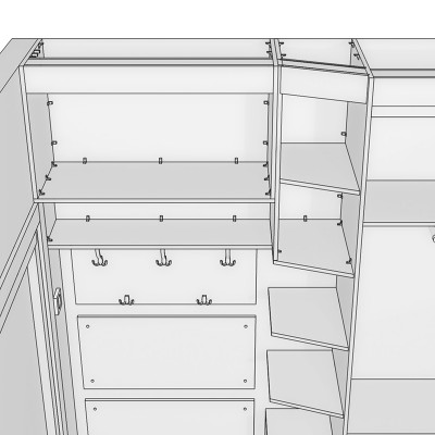 Шкаф-купе с открытой секцией в узкий коридор